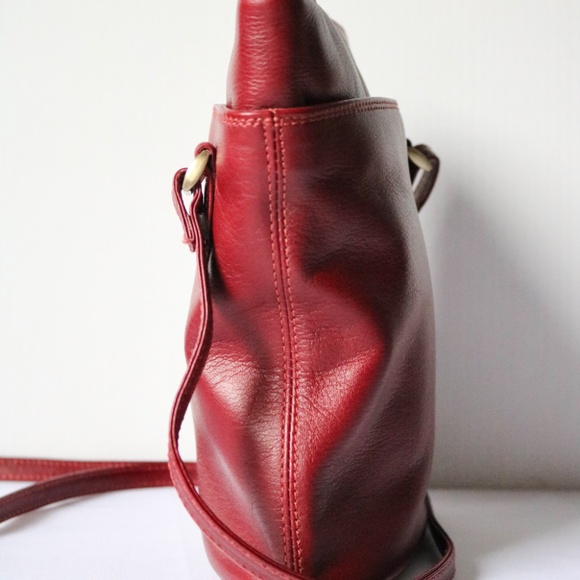 DEREK ALEXANDER Two Sided Zip Crossbody Red Leather Purse Shoulder Bag - Picture 9 of 13